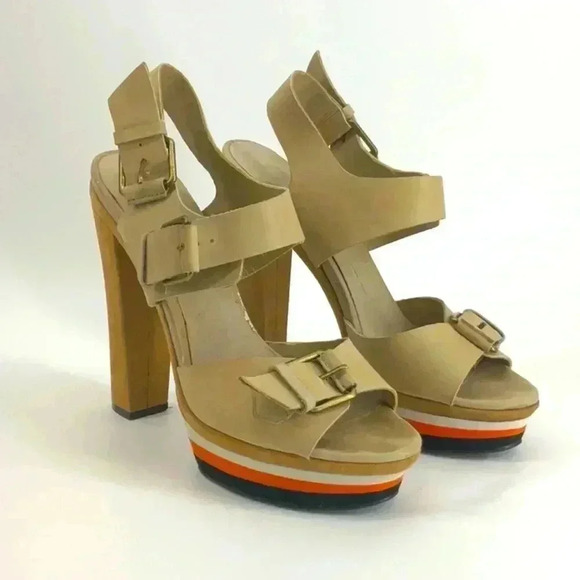 ALDO LEATHER HEEL SANDAL - Picture 1 of 6